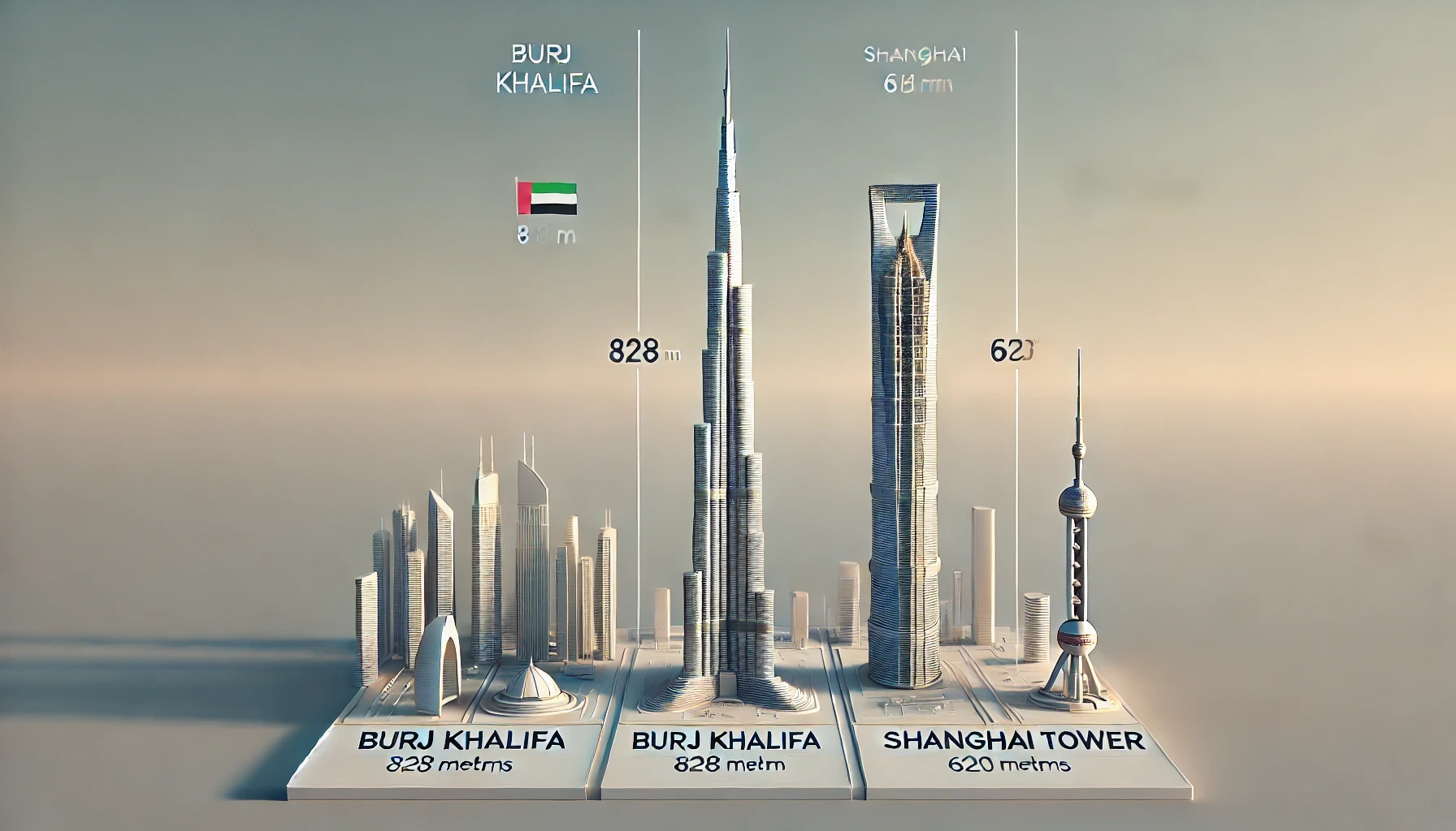 Burj Khalifa vs Shanghai Tower Height