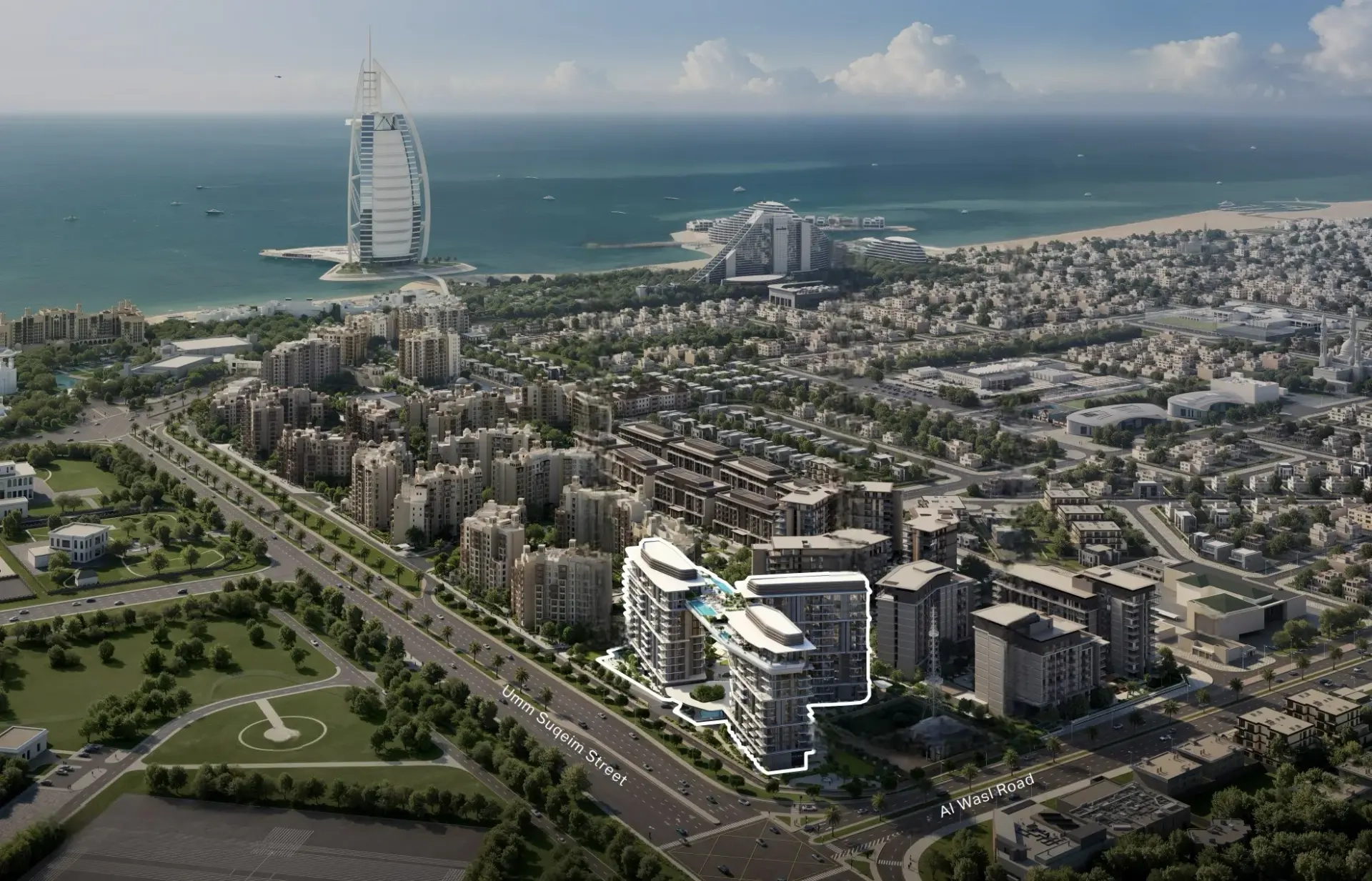 Nourelle residential buildings and skybridge at MJL